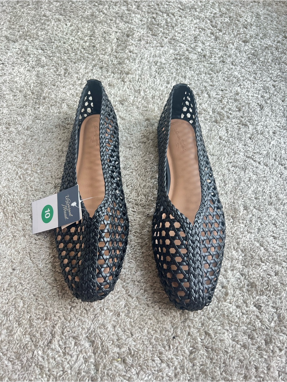 Woven Black Women's Slip-On Flats. Size 10